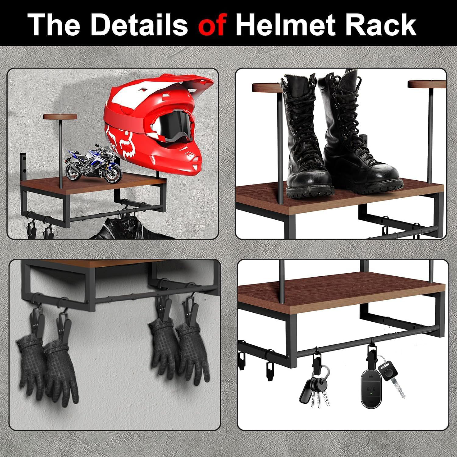 Wooden Motorcycle Helmet Wall  - Motorcycle Gear Holder recension och pris